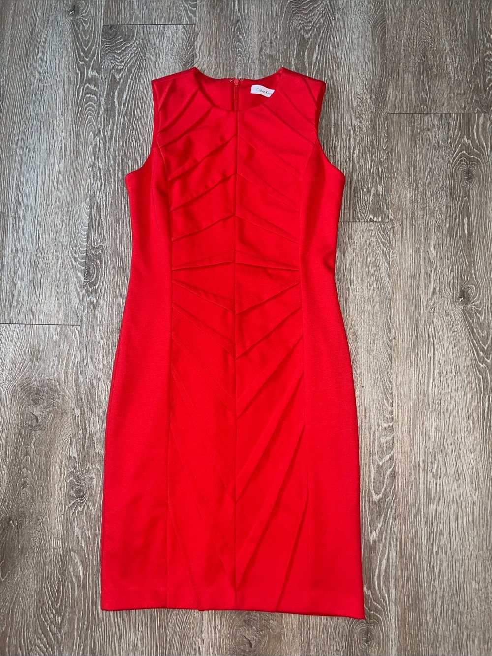 Calvin Klein Red Sleeveless Midi Sheath Dress tank minimalist business casual - Picture 1 of 6